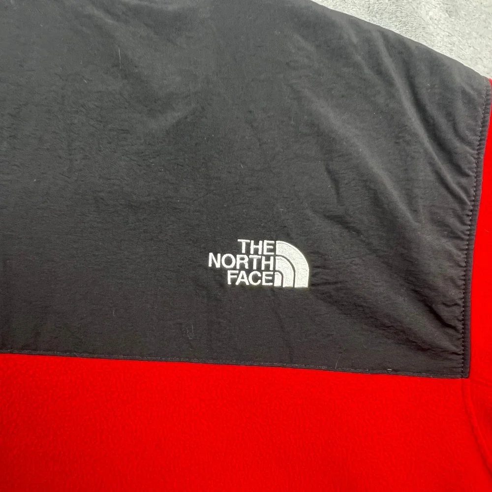 The North Face Fleece Pullover Mens XXL Red Black Colorblock Quarter Zip Jacket